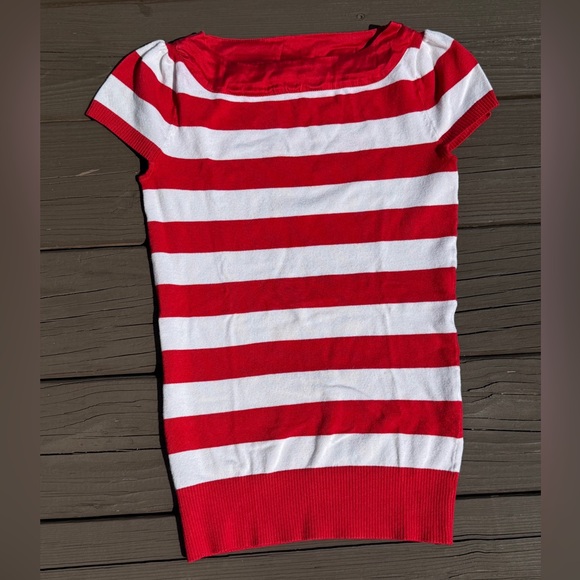 Bebe Red and White Striped Top - Size M - Picture 5 of 16